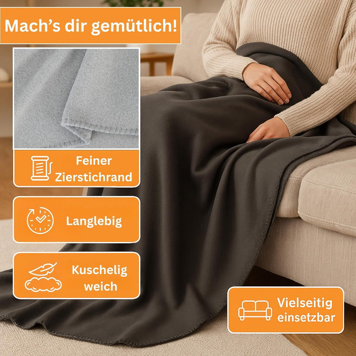 HLKauf Fleecedecke 150x200 cm Kuscheldecke flauschig, knitterarme und atmungsaktive Couchdecke HLKau