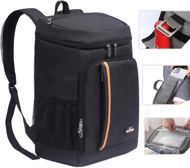 QINGLOU 28L Kühlrucksack Thermo Rucksack Picknickrucksack Kühltasche Gross Isoliert Cooler Bag Männe