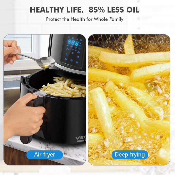 VECATECH Heissluftfritteuse XXL 5,5l, Airfryer mit Digitalem Touchscreen, 8 Voreingestellte Programm