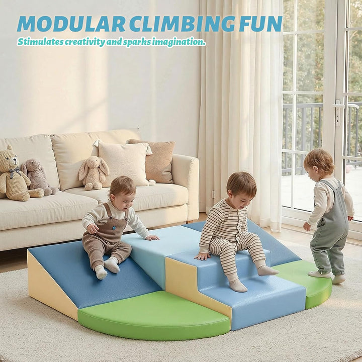 Schaumstoff Bausteine Kinder Klettern Indoor - 6 PCS Softbausteine Riesenbausteine für Baby Motorik