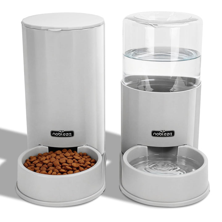 Nobleza Wasserspender Futterspender für Katze und Hund, 3.8L Automatischer Trockenfutterspender Wass