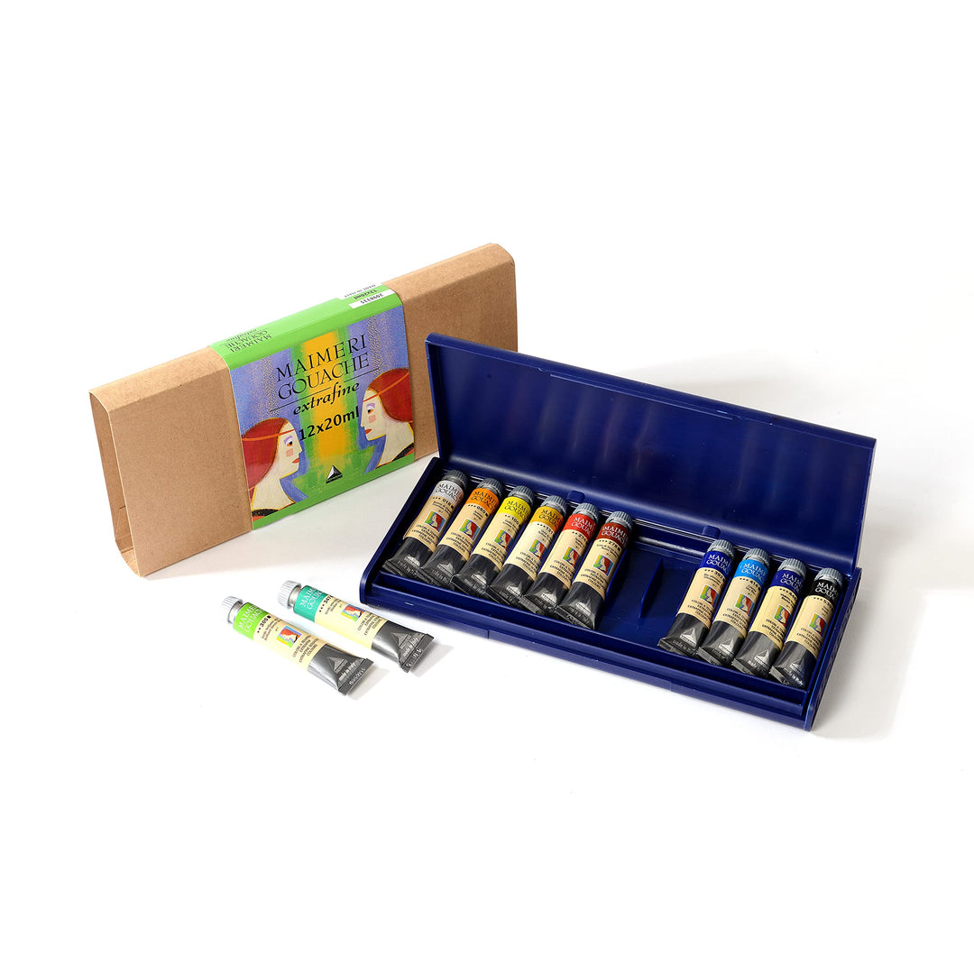 MAIMERI Gouache, Künstler Gouachefarbe, Kunststoffetui, Set, sortierte Farben, 12Stk - M2098335