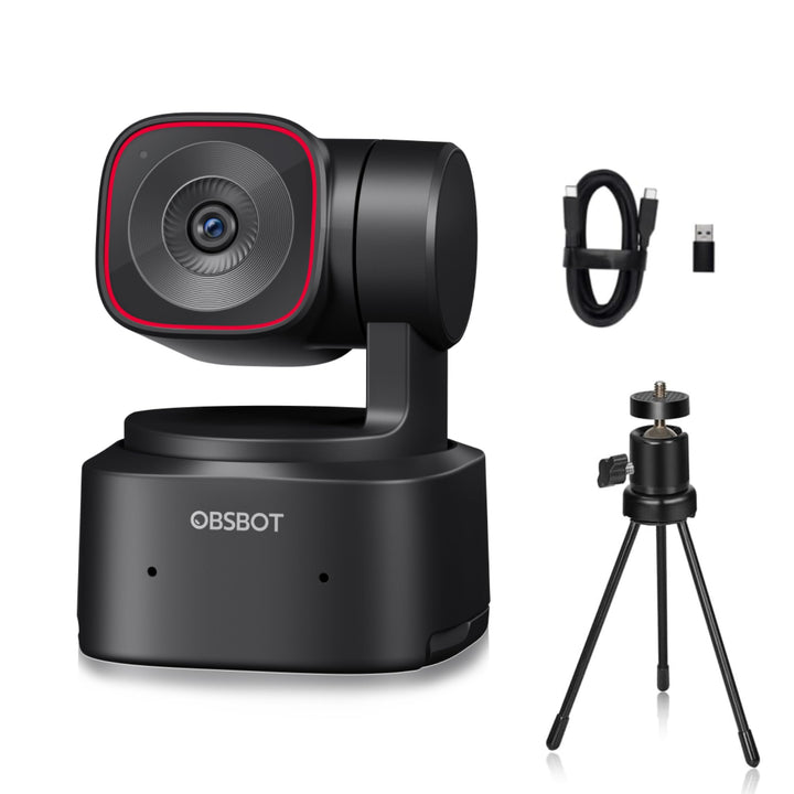 OBSBOT Tiny 2 Lite, PTZ 4K Webcam 1080P@60fps HDR, PC Kamera mit KI-Tracking, Mikros mit KI-Geräusch