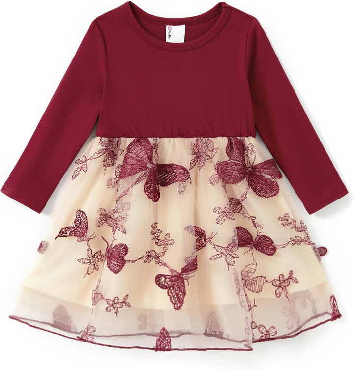 PATPAT Familien Outfit Set Langarm - Partnerlook Mutter Tochter Kleid Langarm T-Shirt & Mutter Kind