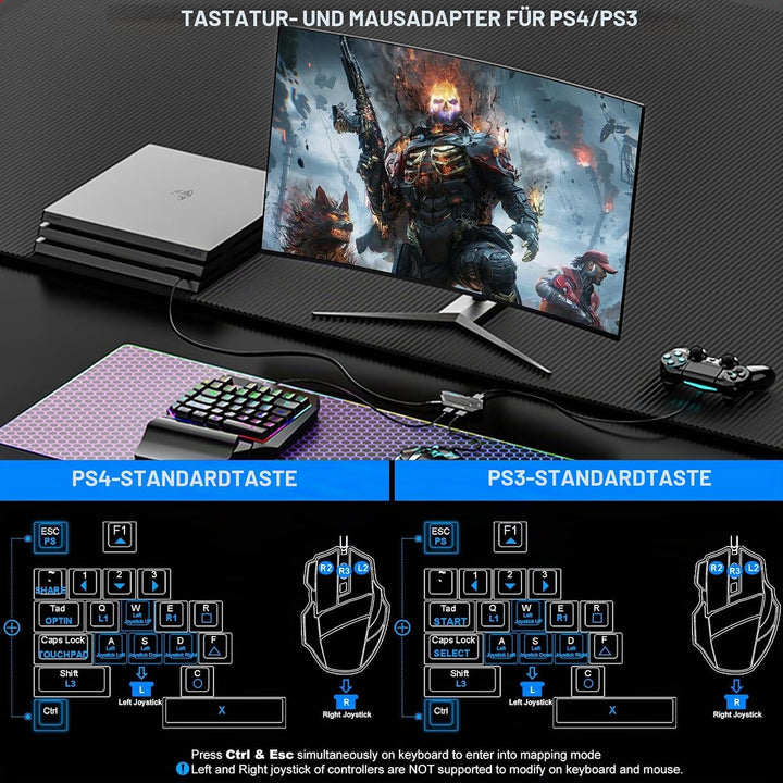 Arvin Tastatur und Maus Adapter für Nintendo Switch/Xbox/PS3/PS4, Kabelgebundene &amp; 2.4G Wireless Mau