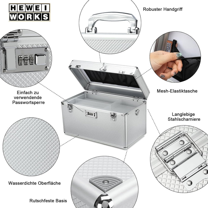 Aufbewahrungsbox mit Zahlenschloss, abschliessbare Medikamentenbox, leere Erste-Hilfe-Box, Sicherhei