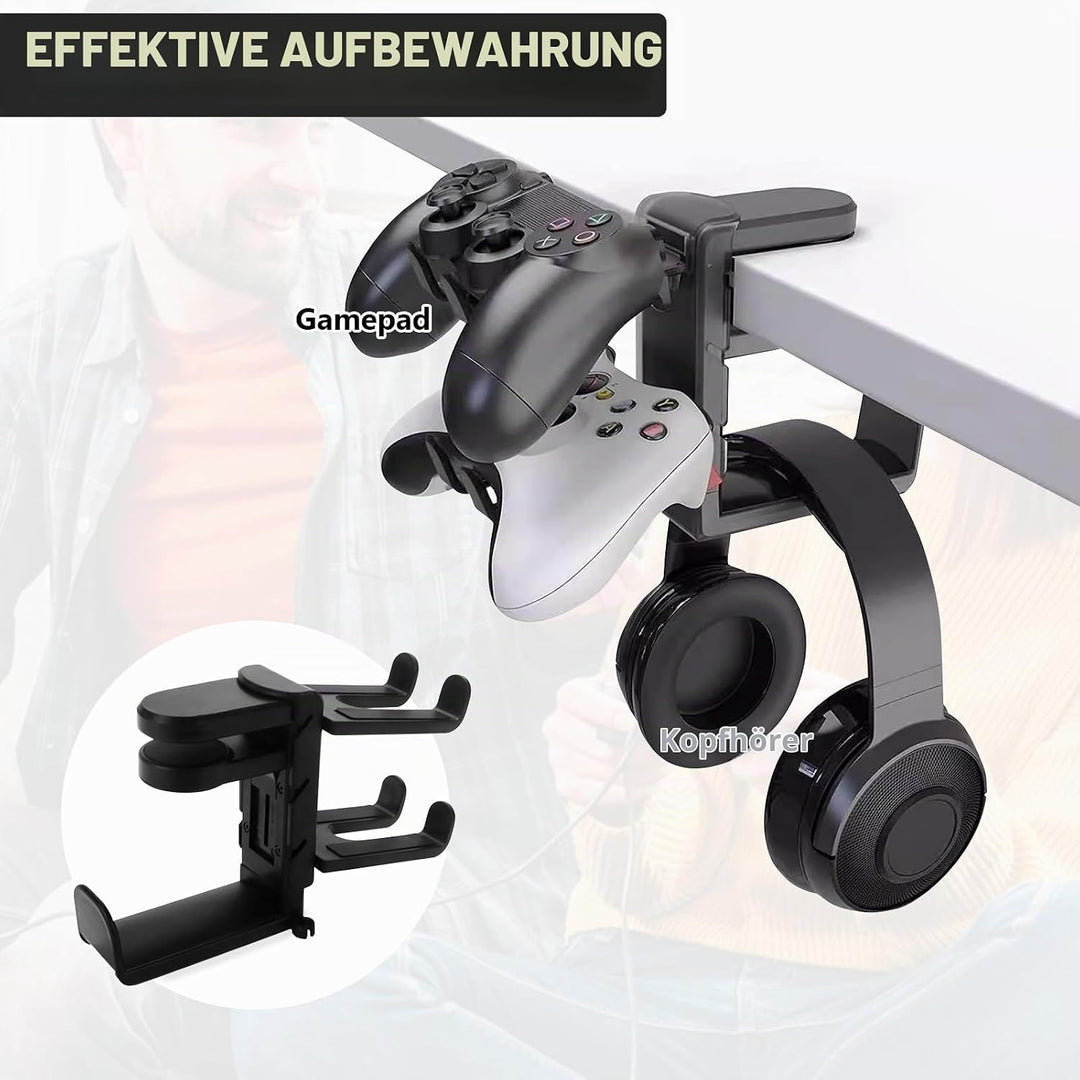 Headset Und Controller Halterung, Controller Halter With Griffhalter Kabelhalte 360° Drehbarer Gamin