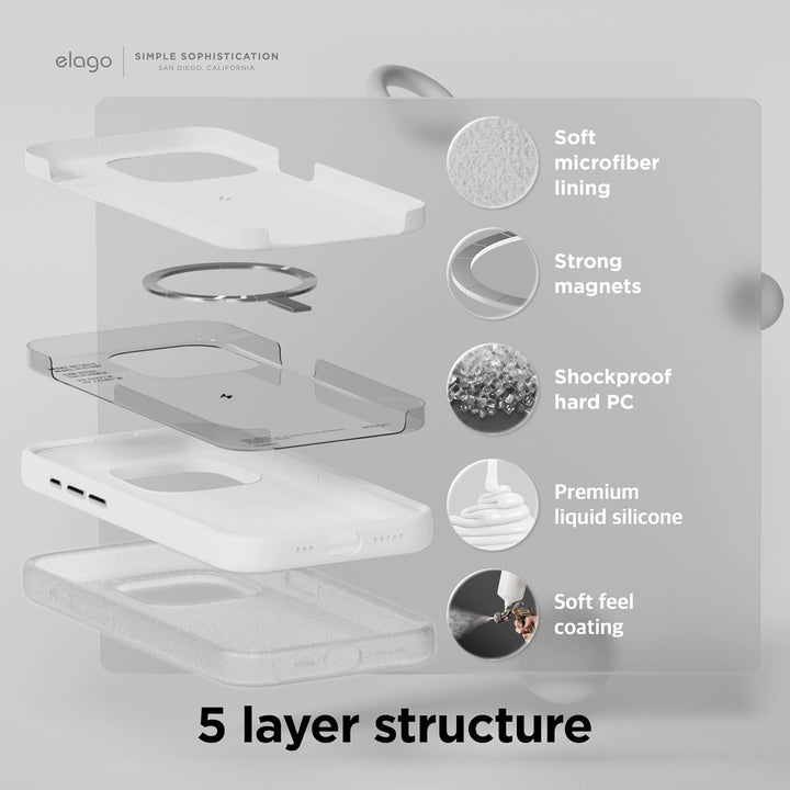 elago Magnetische Silikonhülle Kompatibel mit iPhone 15 Pro Max Hülle, Kompatibel mit MagSafe Alles