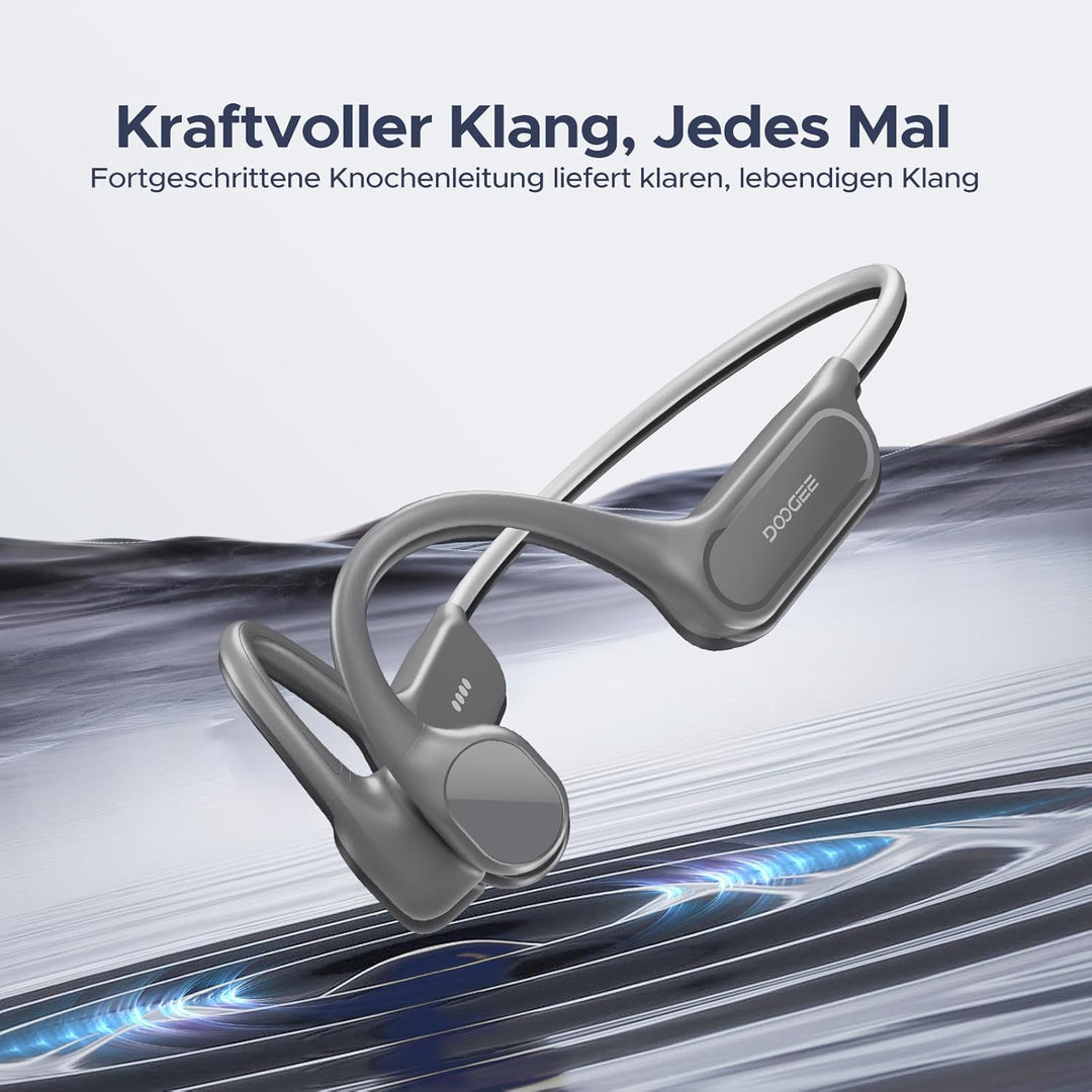 DOOGEE Knochenschall Kopfhörer, IP68 Kopfhörer Schwimmen, 10H Sport Lauf Drahtlos Bluetooth 5.4 Open