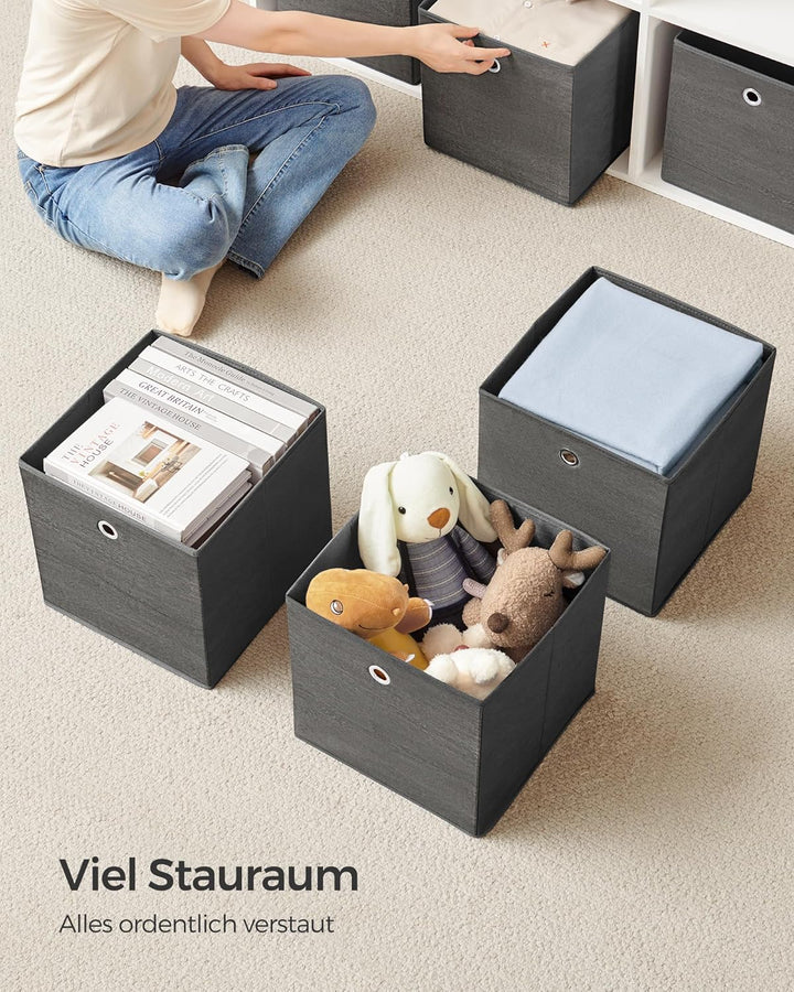 SONGMICS Aufbewahrungsbox, 6er Set, Ordnungsboxen, Vliesstoff, Faltbox, 30 x 30 x 30 cm, Stoffbox, f