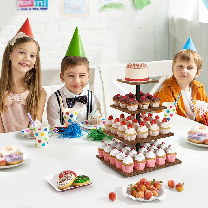ELITEROO Cupcake-Ständer mit 4 Ebenen, 360 Grad drehbarer Cupcake-Ständer für 50 Cupcakes, quadratis