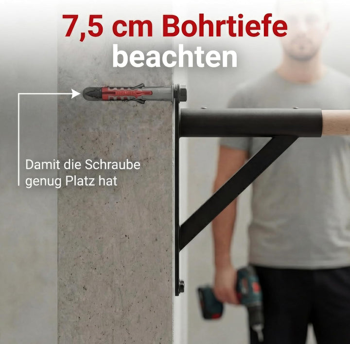 Dip Barren - stilvolle Dip Stange aus Buchenholz zur festen Wandmontage - platzsparendes Design - ex