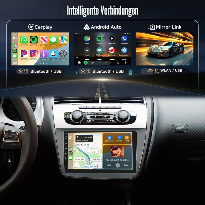 Podofo Carplay Autoradio für Seat Altea 2004-2015(Linkslenker),Android 2G+32G HiFi Android Auto GPS