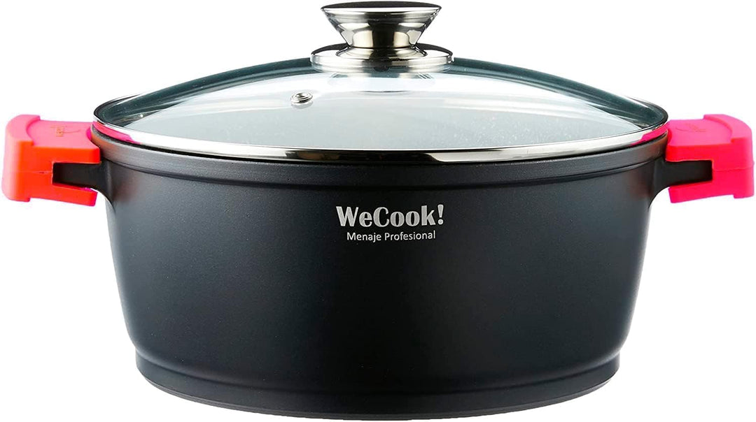 WECOOK! Ecostone Hoher Kochtopf 24 cm Induktion mit Glasdeckel, Antihaftbeschichtung XTRA DUPONT Öko