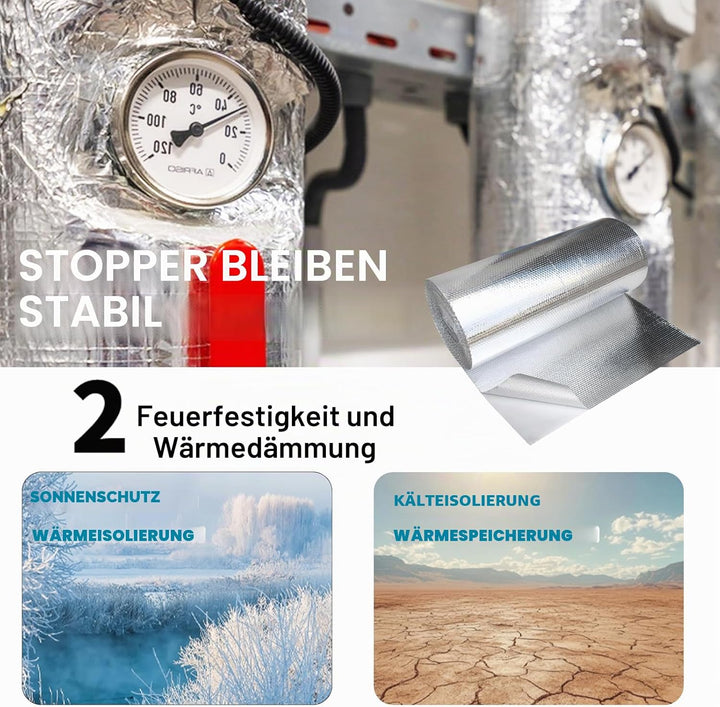 Hitzeschutzfolie Selbstklebend 30x100cm,Aluminium Hitzeschutzmatte bis 1000°C, Isolierfolie Dämmfoli