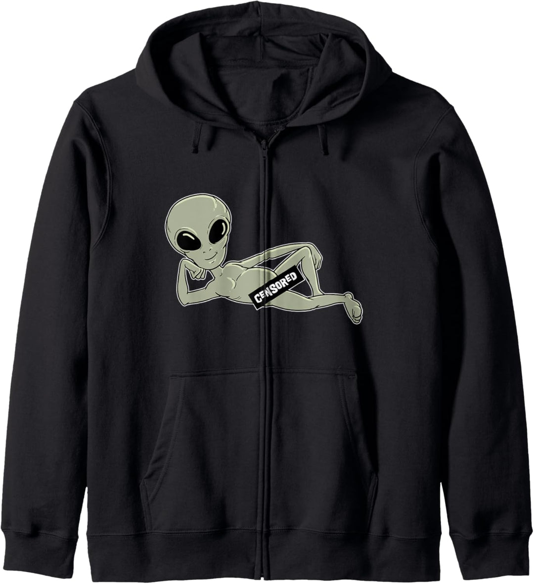 Lustiges Alien Nackt Nudist Zensiert Nackter Ausserirdischer Kapuzenjacke