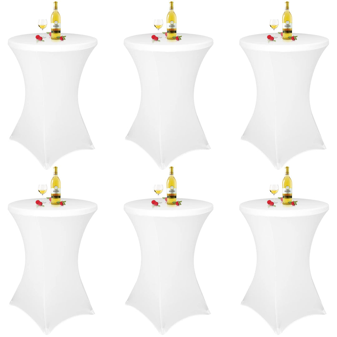6 Stück Weiss Stehtisch Hussen Stehtische, Stehtischhusse für Ø 70-75 cm Stehtische und Bistrotische