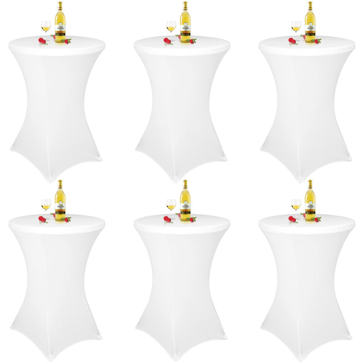 6 Stück Weiss Stehtisch Hussen Stehtische, Stehtischhusse für Ø 70-75 cm Stehtische und Bistrotische