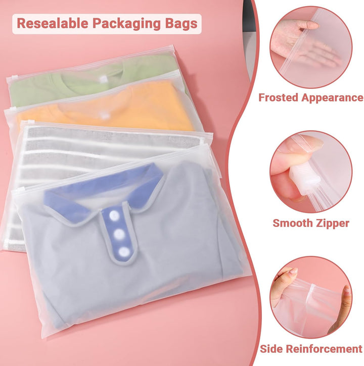 Zip Beutel Kleidung, 50 Stück 35 * 25cm Wasserdichte Beutel für Kleidung, Gefrostetem Aufbewahrungsb