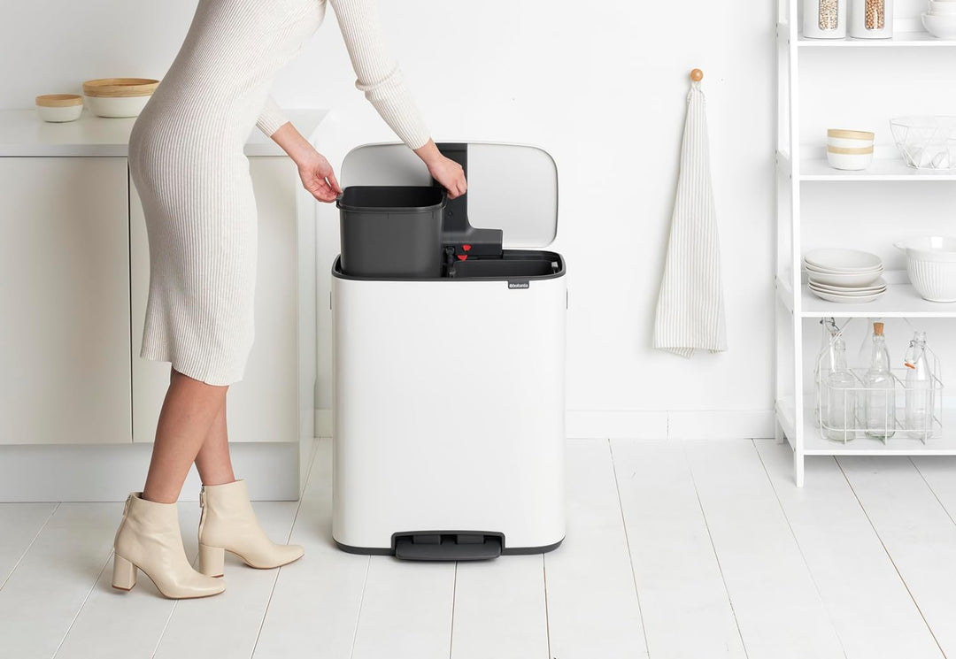 Brabantia 211447 Treteimer Bo, 2 x 30L, Weiss 2 Inneneimer (2 x 30L) White, 2 Inneneimer (2 x 30L) W