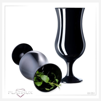 Schwarze Cocktailgläser max. 470ml aus Glas Set (6-Teilig) Longdrinkgläser Partygläser Milkshake Gla