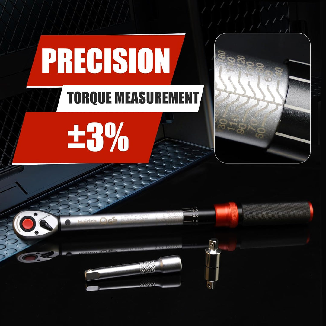 Hairich Drehmomentschlüssel 1/2 Zoll, 40-210 Nm für Auto &amp; Motorrad, TÜV Süd GS, Drehmomentschlüssel