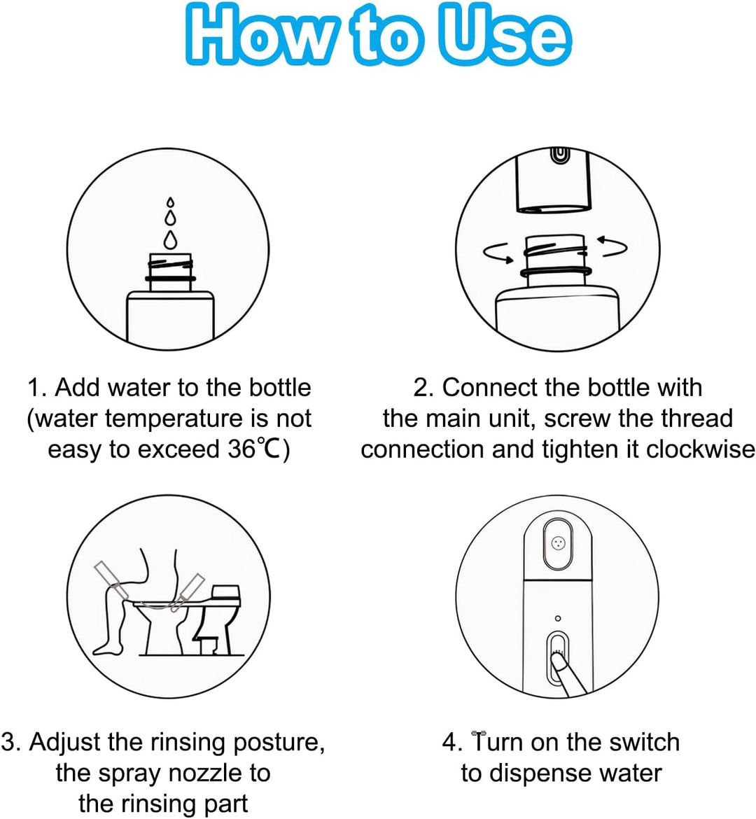 Reise Bidet, Elektrisch Bidet 350 ml Po Dusche Tragbare Bidet-Sprühgerät mit 2 Sprühmodi für Persönl