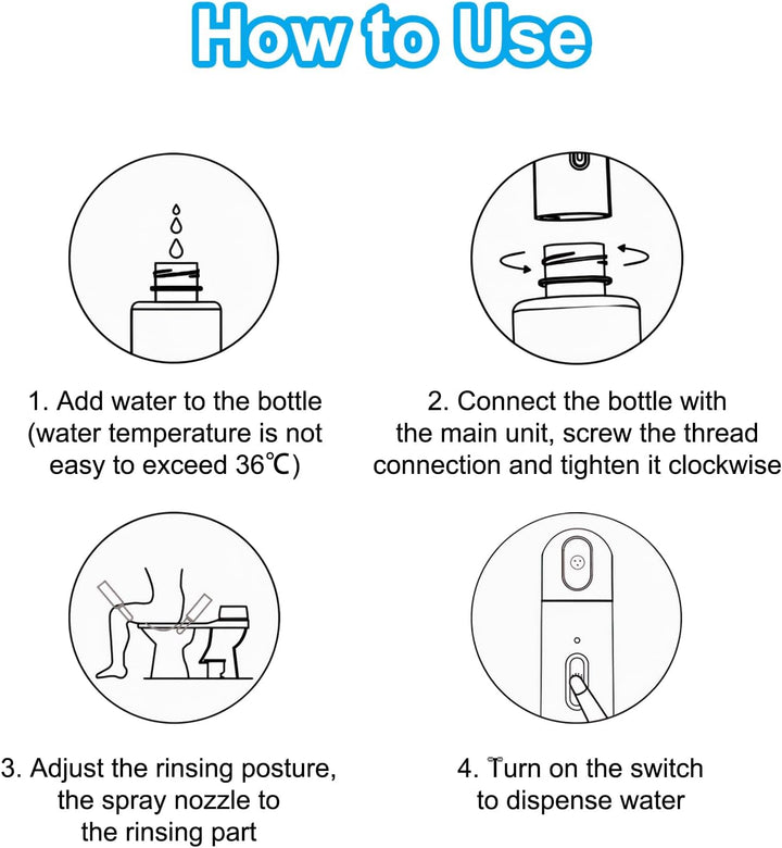 Reise Bidet, Elektrisch Bidet 350 ml Po Dusche Tragbare Bidet-Sprühgerät mit 2 Sprühmodi für Persönl