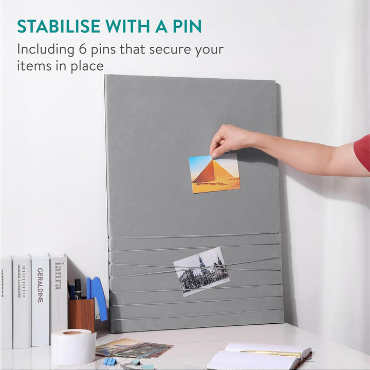 Navaris Pinnwand Collage Fotowand aus Samt - 70x50cm Bilderhalter - Fotohalter mit Schnur - für Foto