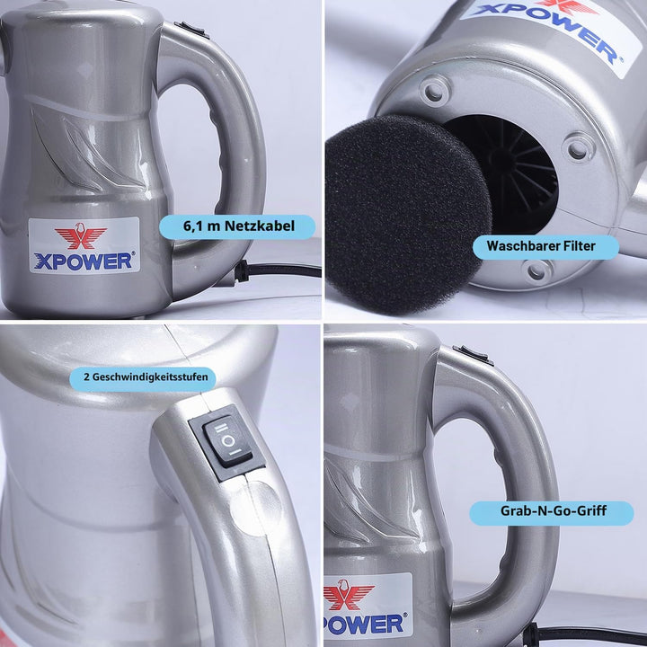 XPOWER Electric Air Duster for Dusting Drying Inflating Blowing Car Detailing Computer Leaf Blowing