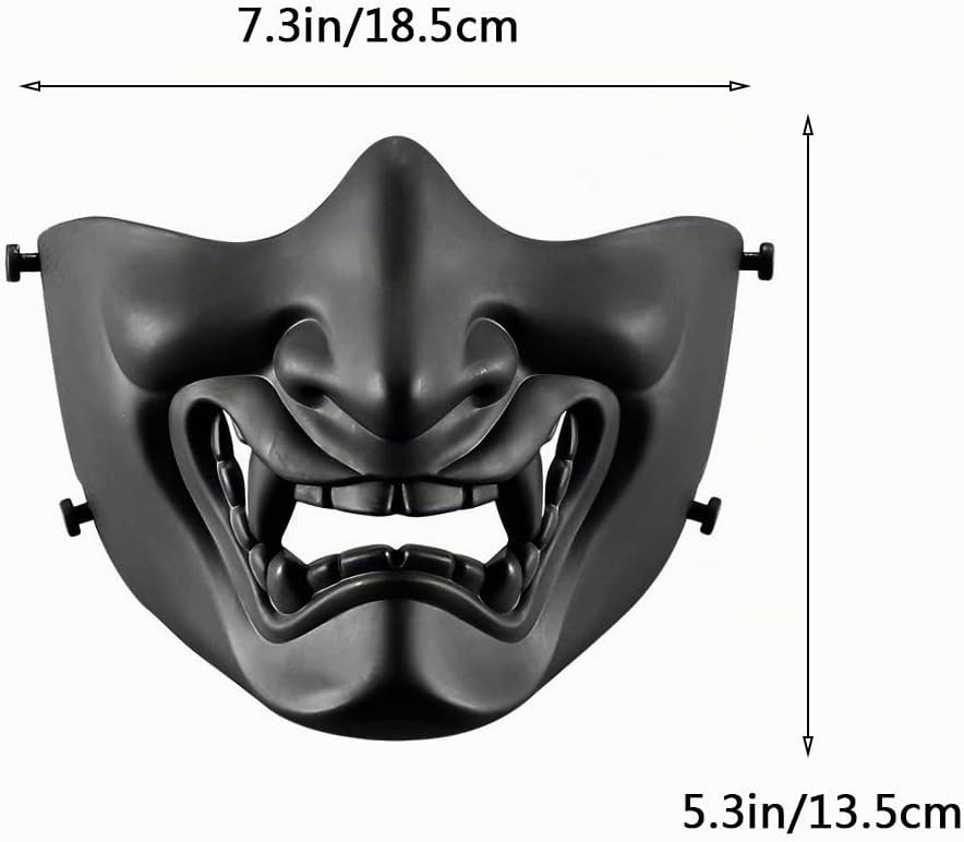 AOUTACC Airsoft Half Face Masks, Evil Demon Monster Kabuki Samurai Hannya Oni Half Face Protective M
