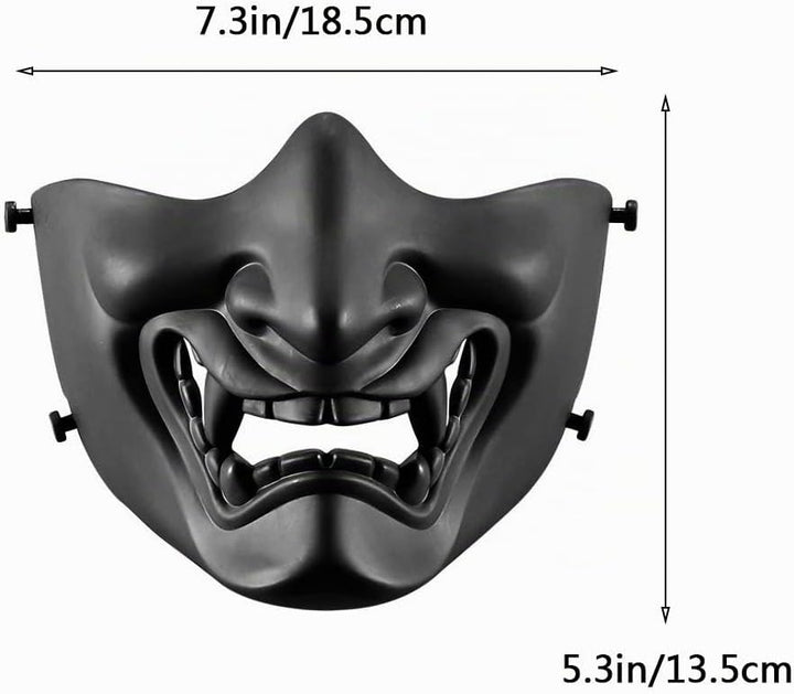 AOUTACC Airsoft Half Face Masks, Evil Demon Monster Kabuki Samurai Hannya Oni Half Face Protective M