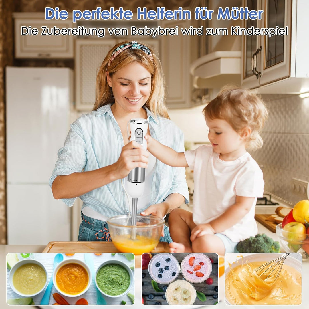 4 in 1 Stabmixer Elektrischer,1000W,Elektrische Stabmixer set,weiss