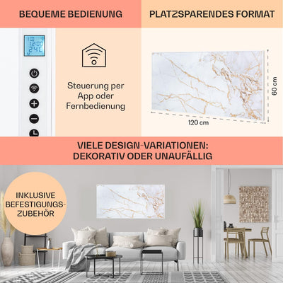 Klarstein Air Art Smart Infrarotheizung, Infrarot Heizung mit IoT/WiFi App-Steuerung, Erkennung Offe