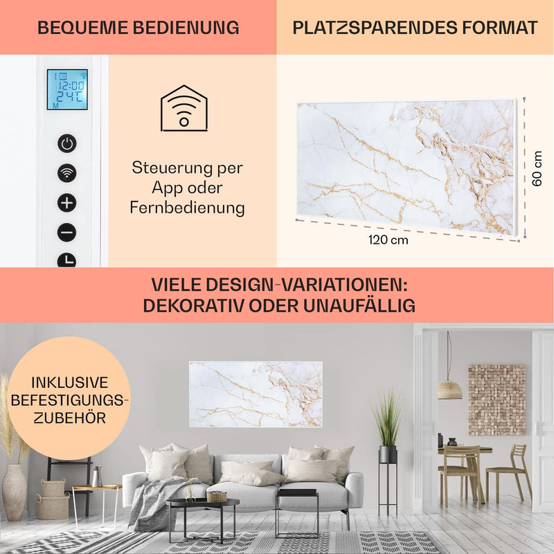 Klarstein Air Art Smart Infrarotheizung, Infrarot Heizung mit IoT/WiFi App-Steuerung, Erkennung Offe