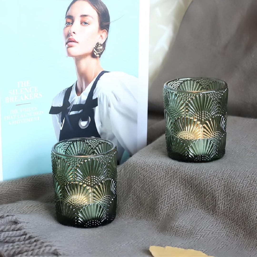 Grün Teelichthalter Glas mit 12, Grüner Teelichtgläser Vintage für die Tischdekoration bei Hochzeits