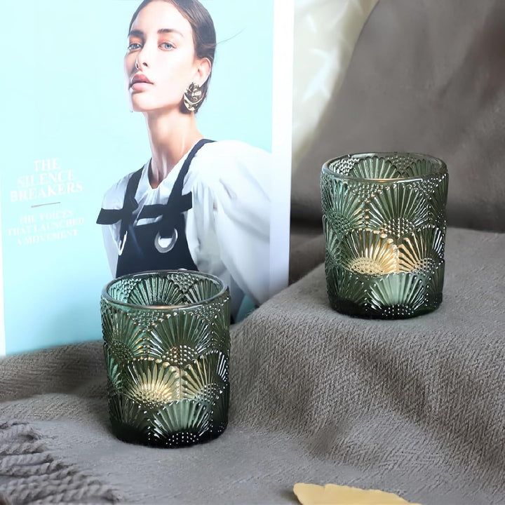Grün Teelichthalter Glas mit 12, Grüner Teelichtgläser Vintage für die Tischdekoration bei Hochzeits