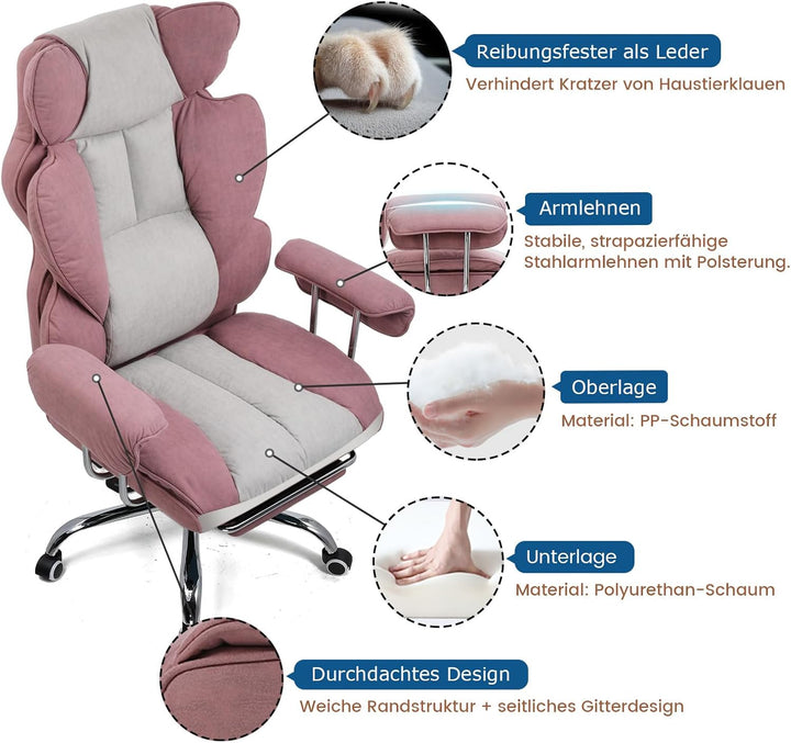 GTPLAYER Gaming Stuhl, Gamer Stuhl, Ergonomischer Bürostuhl mit Fussstütze, Stoffoberfläche, Federsi