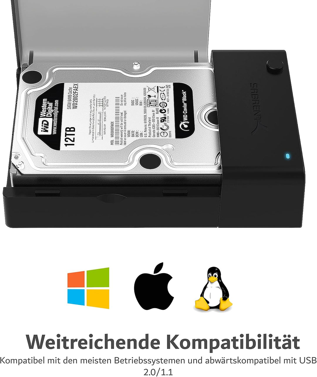 SABRENT Festplatten Dockingstation fur 2,5 3,5 Zoll SATA HDD & SSD USB A 5Gbps (EC-DFLT) 2.5"/3.5" S