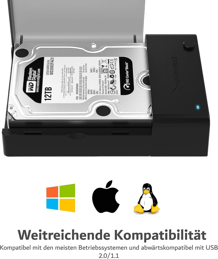 SABRENT Festplatten Dockingstation fur 2,5 3,5 Zoll SATA HDD & SSD USB A 5Gbps (EC-DFLT) 2.5"/3.5" S