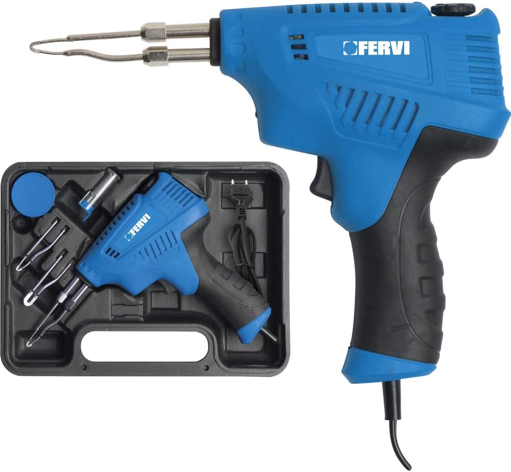 Fervi 0443 Multifunktions-Instant-Lötkolben, 200 W, 230 V, Cyan/Schwarz