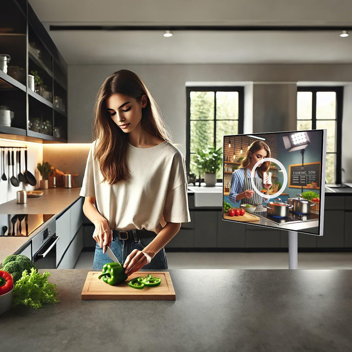 auvisio Mobiler Fernseher: Mobiler Smart-Touch-Bildschirm, 32", Android 13, Akku, Fernb., USB-C (Fer