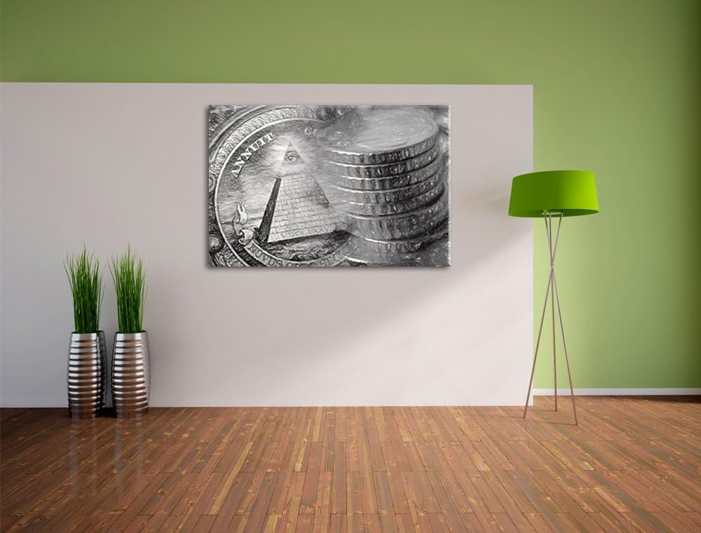 Pixxprint Illuminati Pyramide als Leinwandbild/Grösse: 100x70 cm/Wandbild/Kunstdruck/fertig bespannt