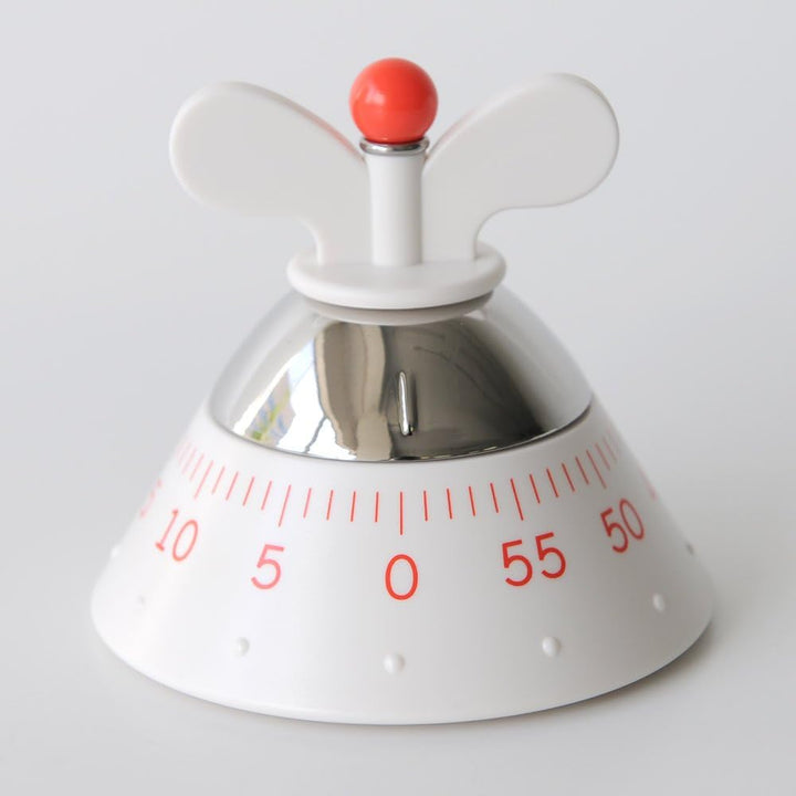 Alessi A09 W Kitchen Timer, Küchentimer aus thermoplastischem Harz, weiss ,, 10,5cm, Weiss