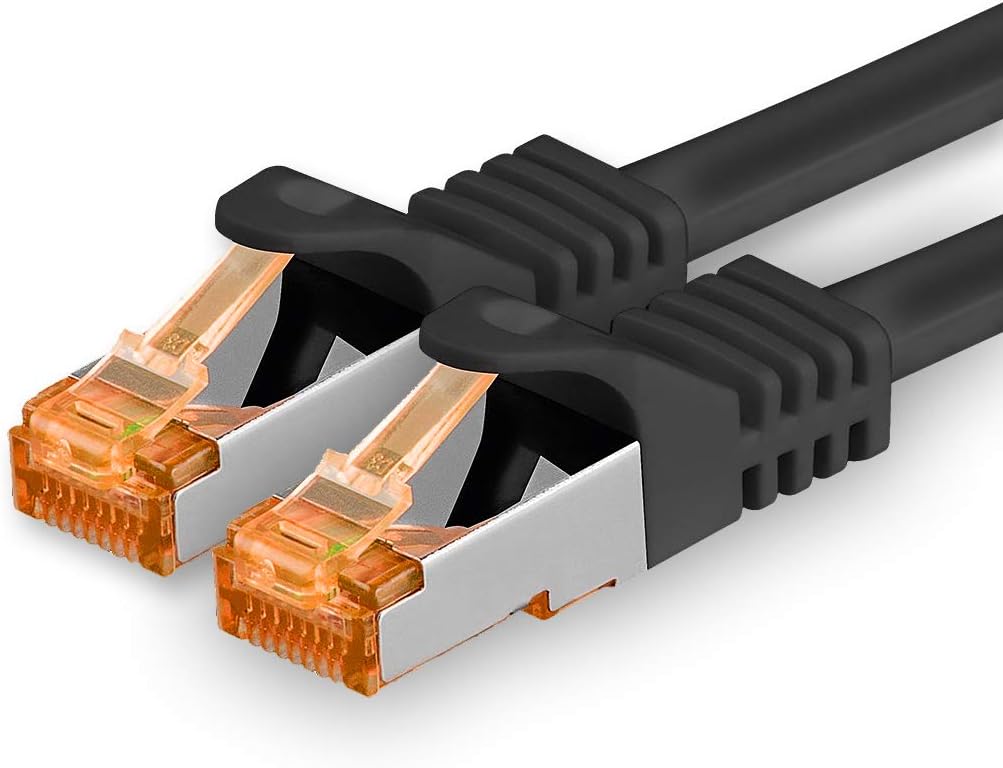 1aTTack.de 30m - Cat.7 Netzwerkkabel Schwarz - 1 Stück Gigabit Ethernet LAN Kabel 10000 Mbit s Patch