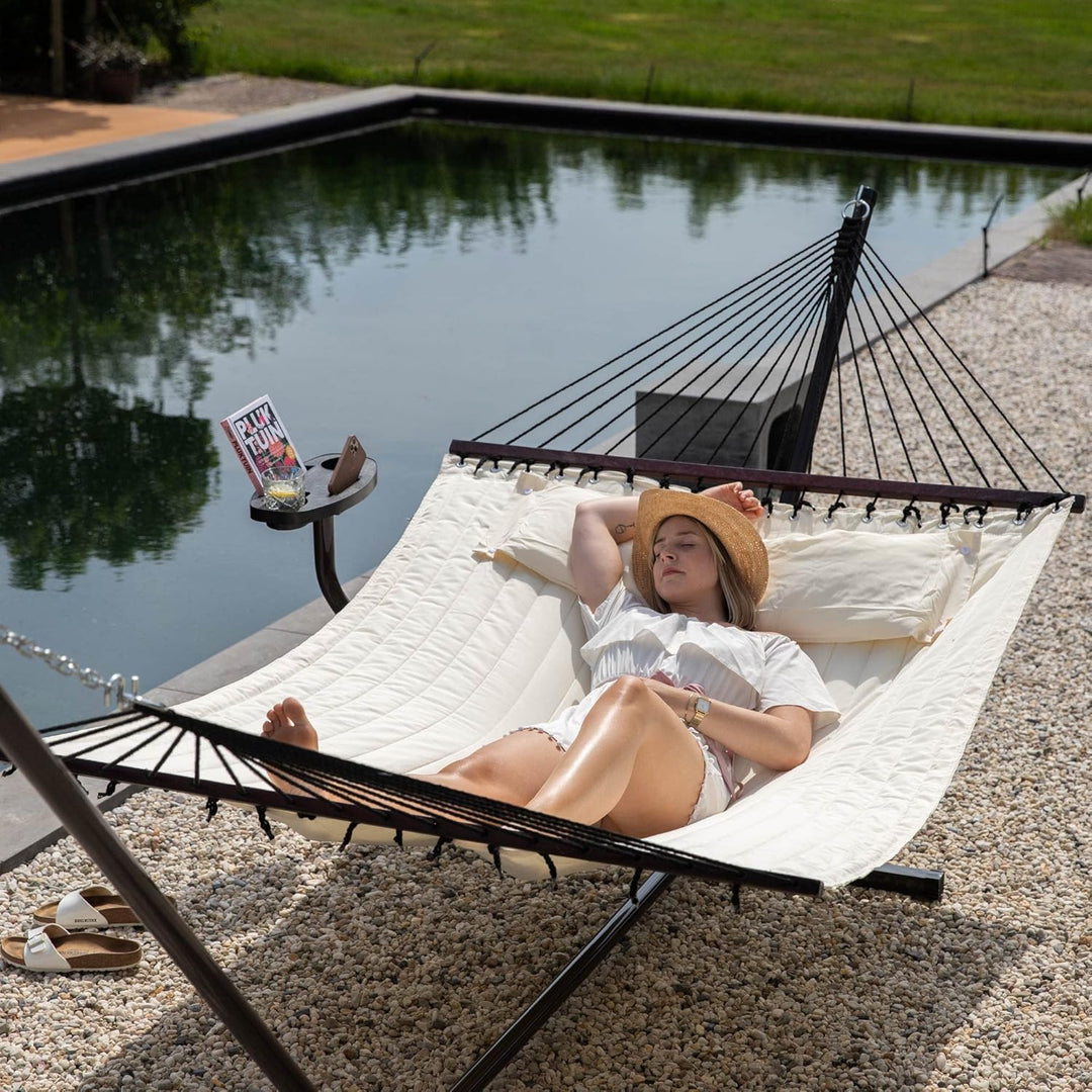 VITA5 Hängematte mit Gestell und Beistelltisch - Hängematte Outdoor für den Garten, Pool & Balkon -