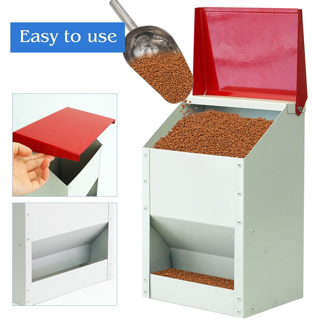 4,5 Kg Automatische HüHnerfüTterung Kleine MetallfüTterung mit Deckel Wandmontierte Rattenfeste HüHn