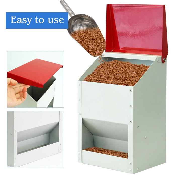 4,5 Kg Automatische HüHnerfüTterung Kleine MetallfüTterung mit Deckel Wandmontierte Rattenfeste HüHn