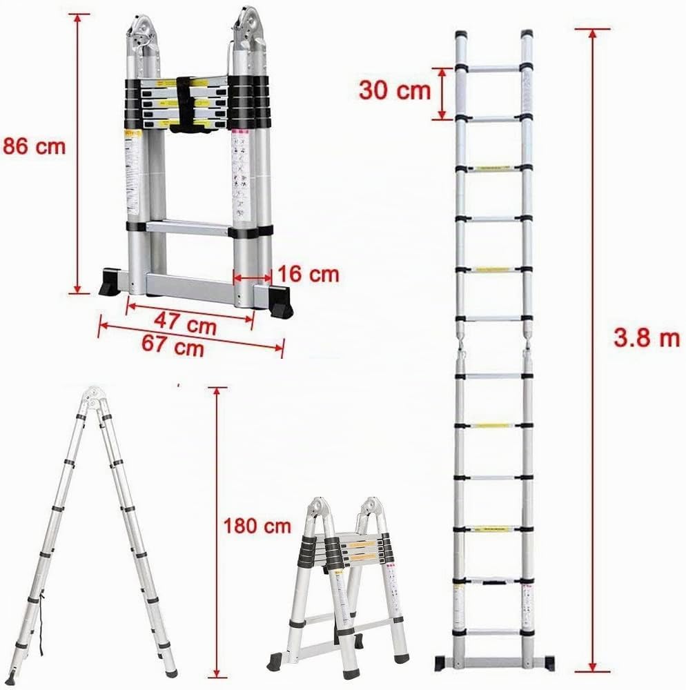 Klappbare Trittleiter, Teleskopleiter, Klappleiter, Klappleiter, aus Aluminium, maximale Belastung 1