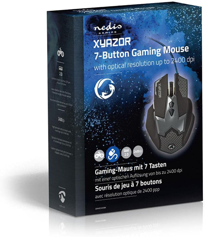 NEDIS Gaming Mouse - Verdrahtet - 800/1200 / 1600/2400 DPI - Einstellbar DPI - Anzahl Knöpfe: 7 - Re